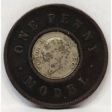 GREAT BRITAIN UK 1844 . MODEL PENNY . QUEEN VICTORIA TOKEN